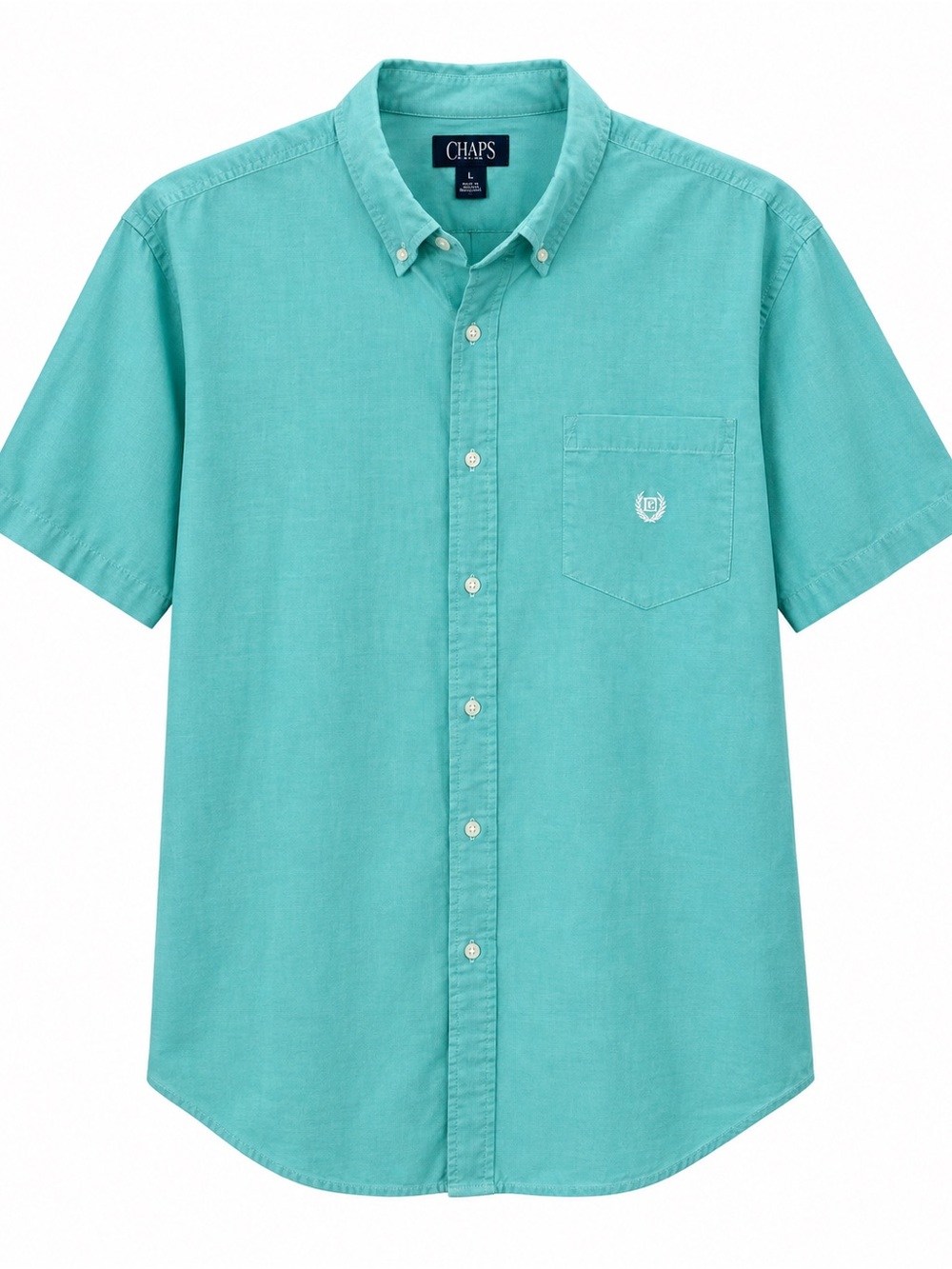 Chaps Men’s Short-Sleeve Button-Down Shirt in Teal Green